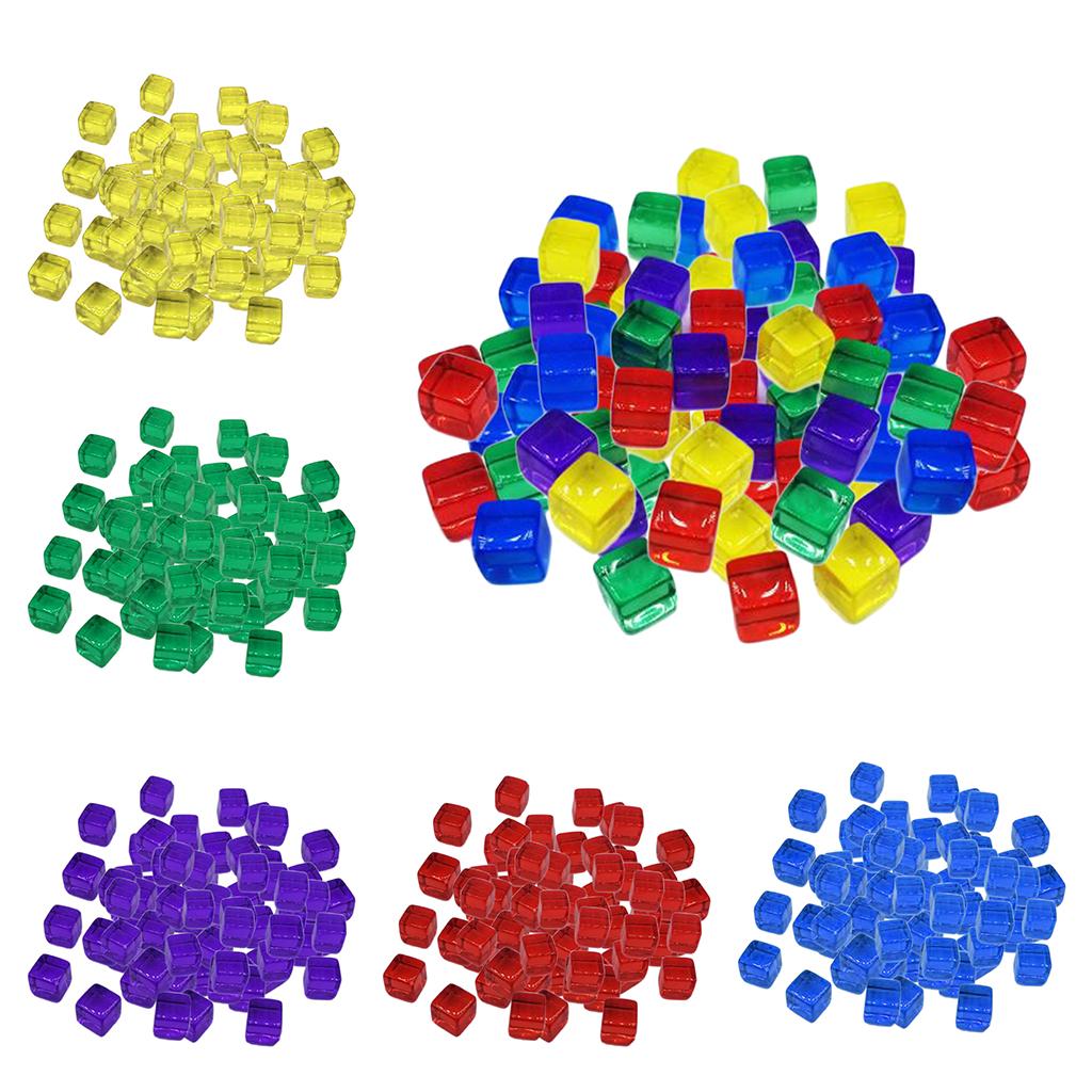 10mm Blank Multicolor Acrylic Cubes Math Teaching Supplies D6 s Set for  Board Games diy/Office 100 Pieces Pack - Multicolor, as described 